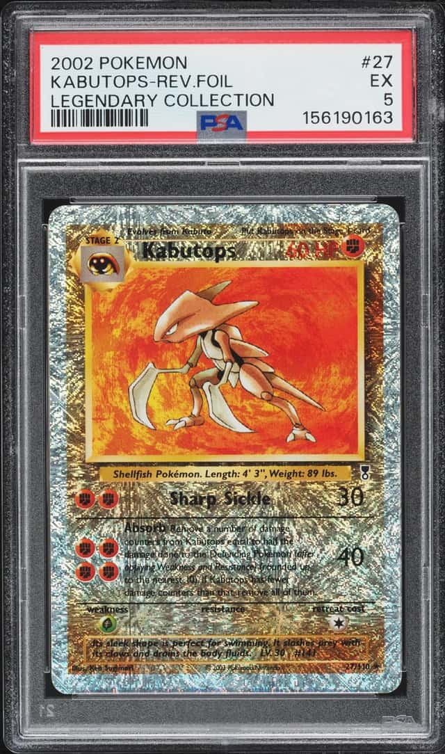 2002 Pokemon Legendary Collection Reverse Holo Kabutops #27 PSA 5 EX
