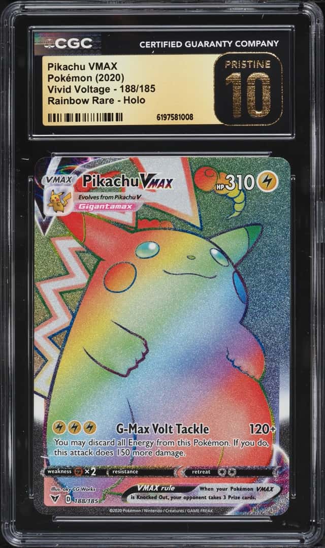 2020 Pokemon Sword & Shield Vivid Voltage Rainbow Rare Pikachu VMAX #188 CGC 10 PRISTINE