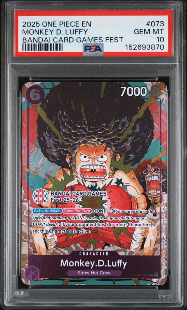 2025 ONE PIECE PROMOS BANDAI CARD GAMES FEST #073 MONKEY D. LUFFY PSA 10
