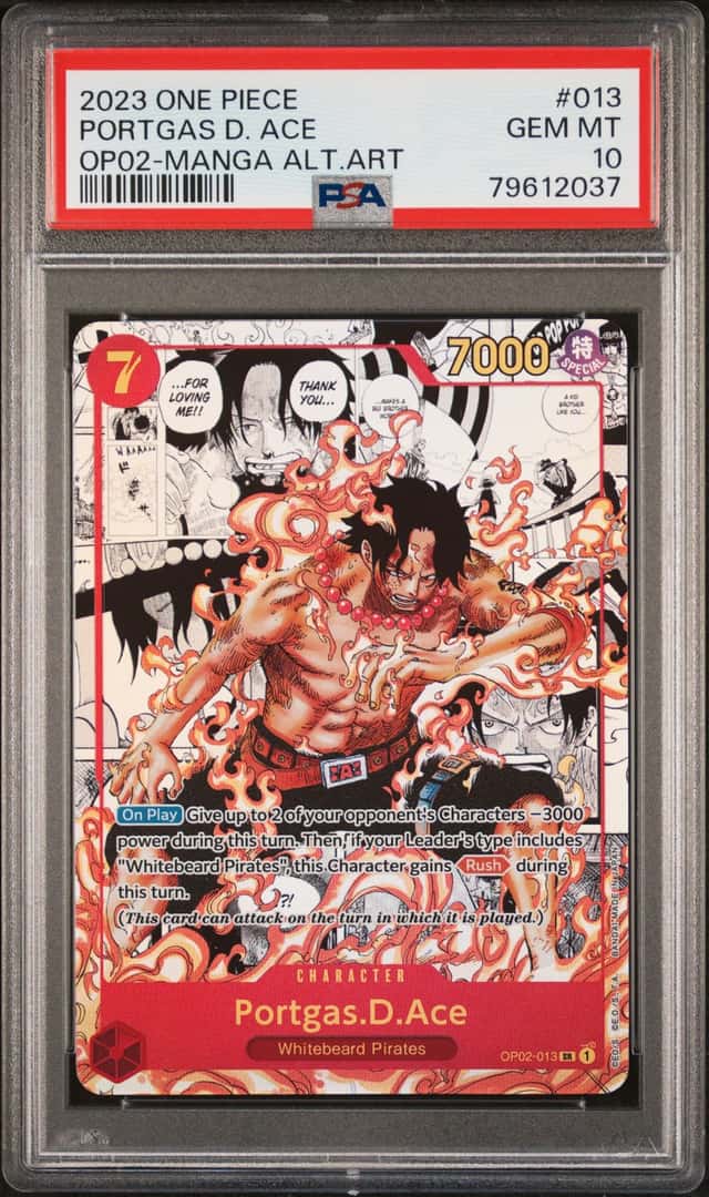 One Piece OP02-013 Portgas.D.Ace Manga Alternate Art PSA 10