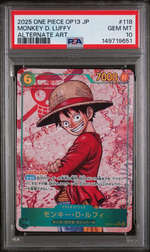 2025 One Piece JP Japanese Monkey D. Luffy Alternate Art #OP13-118 PSA 10