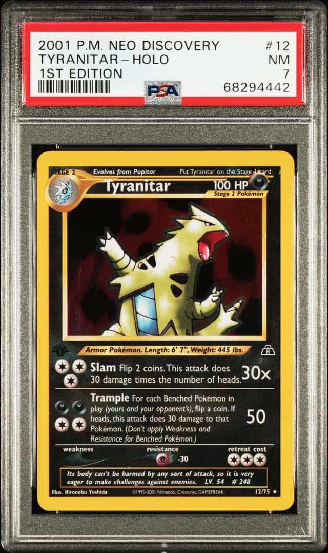 2001 Pokemon Neo Discovery 1st Edition #12 Tyranitar Holo PSA 7 NM