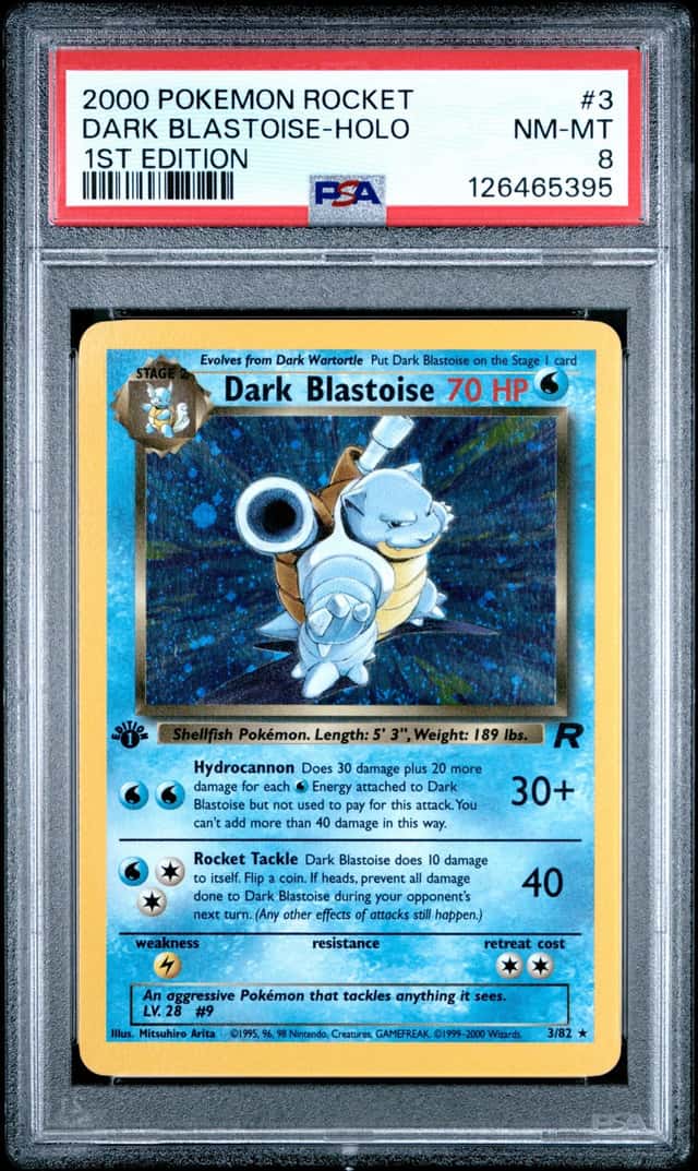 DARK BLASTOISE 2000 POKEMON TEAM ROCKET 1ST EDITION HOLO #3/82 PSA 8 Q7423