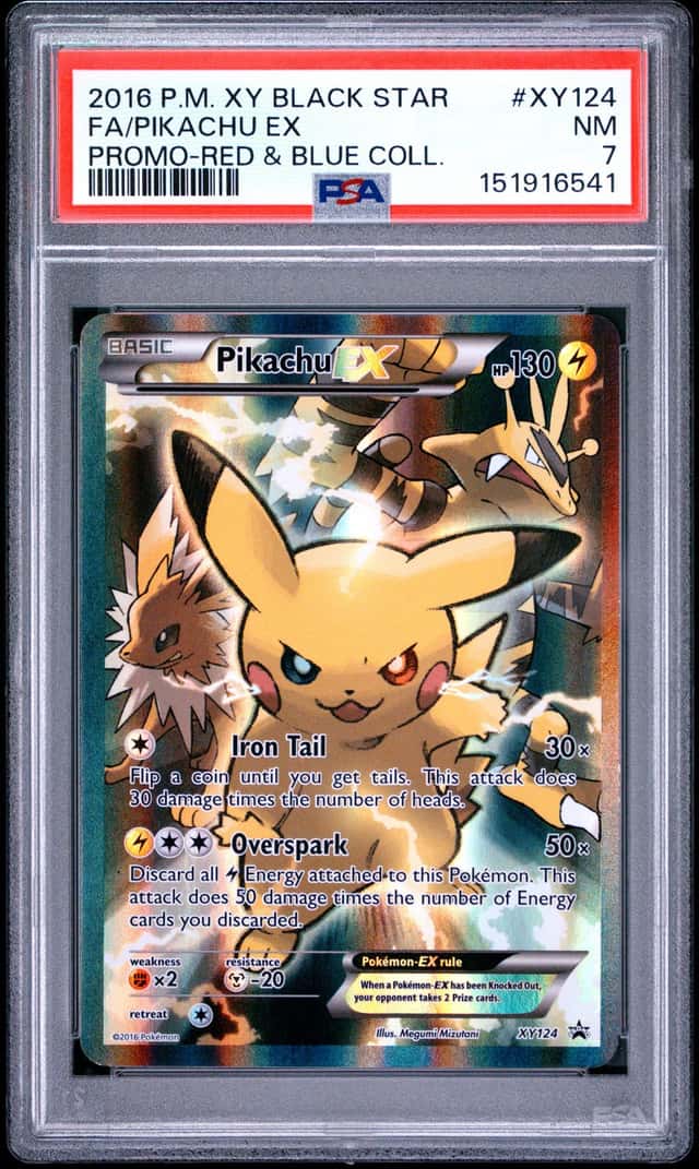 2016 Pokemon XY BSP Red & Blue Collection #XY124 FA/Pikachu EX PSA 7
