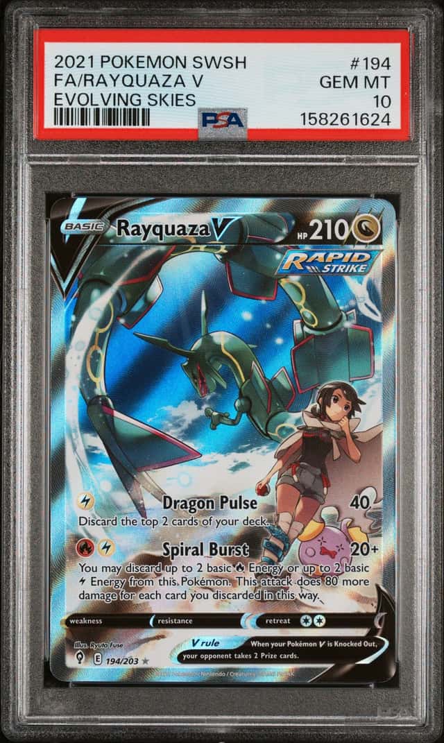 2021 POKEMON SWORD & SHIELD EVOLVING SKIES #194 FULL ART/RAYQUAZA V PSA 10