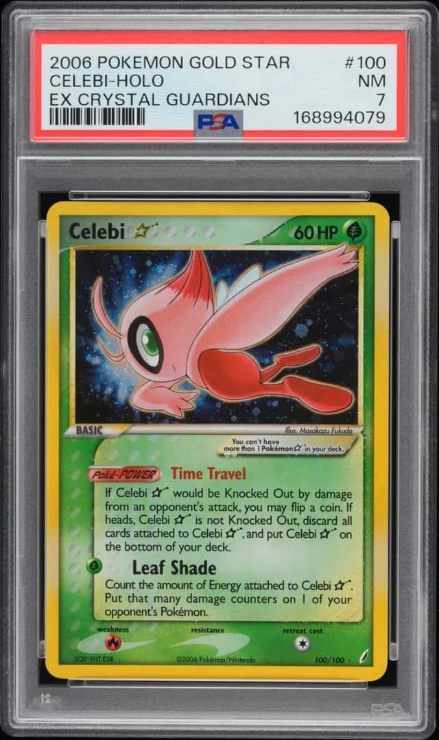 2006 POKEMON EX CRYSTAL GUARDIANS GOLD STAR #100 CELEBI-HOLO PSA 7