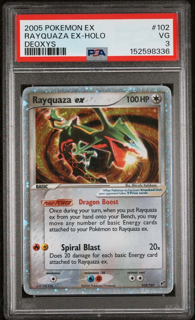 2005 POKEMON EX DEOXYS #102 RAYQUAZA EX-HOLO PSA 3