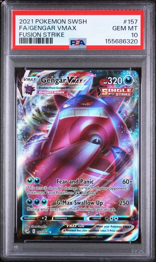2021 POKEMON SWORD & SHIELD FUSION STRIKE #157 FULL ART/GENGAR VMAX PSA 10