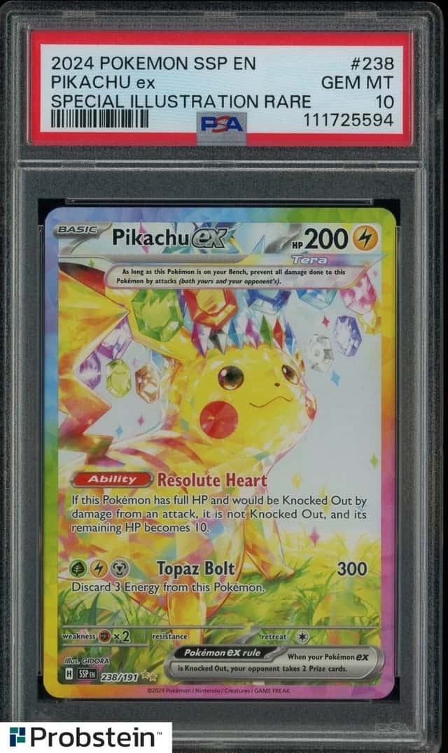 2024 Pokemon SSP EN #238 Pikachu Ex Special Illustration Rare PSA 10 GEM MINT