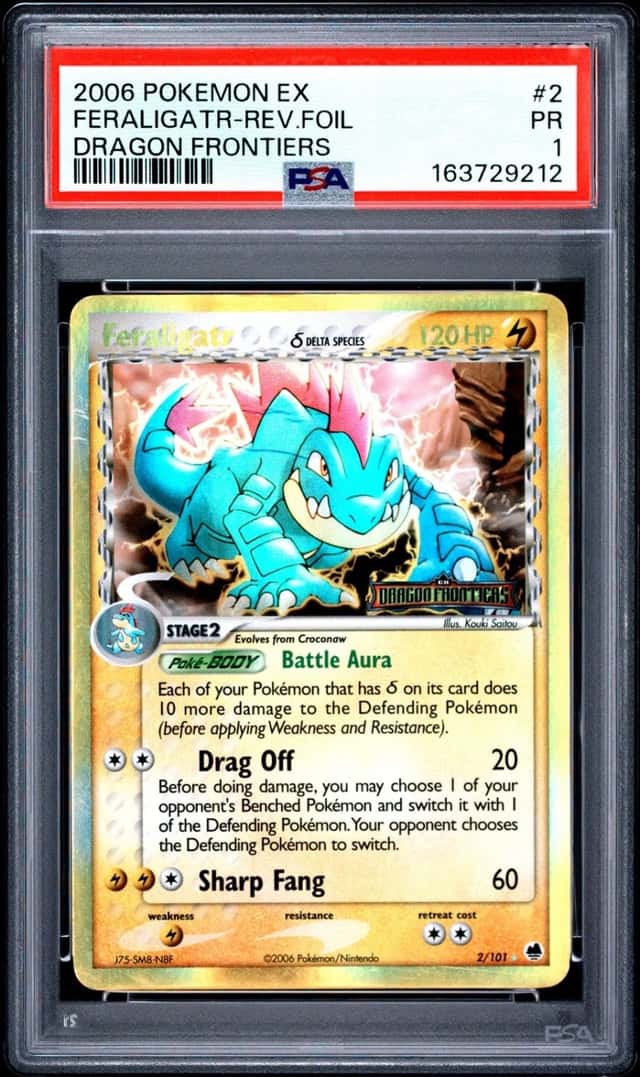 2006 POKEMON EX DRAGON FRONTIERS #2 FERALIGATR-REVERSE FOIL PSA 1