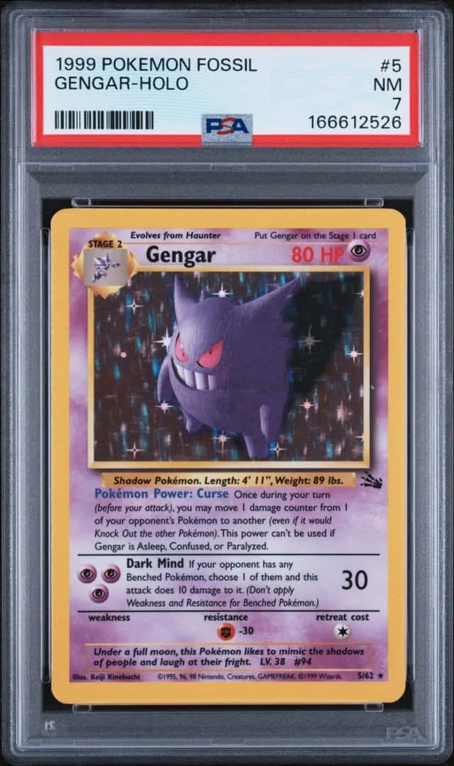 1999 POKEMON FOSSIL #5 GENGAR-HOLO PSA 7