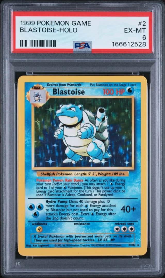 1999 POKEMON BASE SET UNLIMITED #2 BLASTOISE-HOLO PSA 6