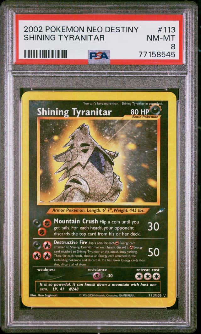 2002 POKEMON NEO DESTINY #113 SHINING TYRANITAR PSA 8