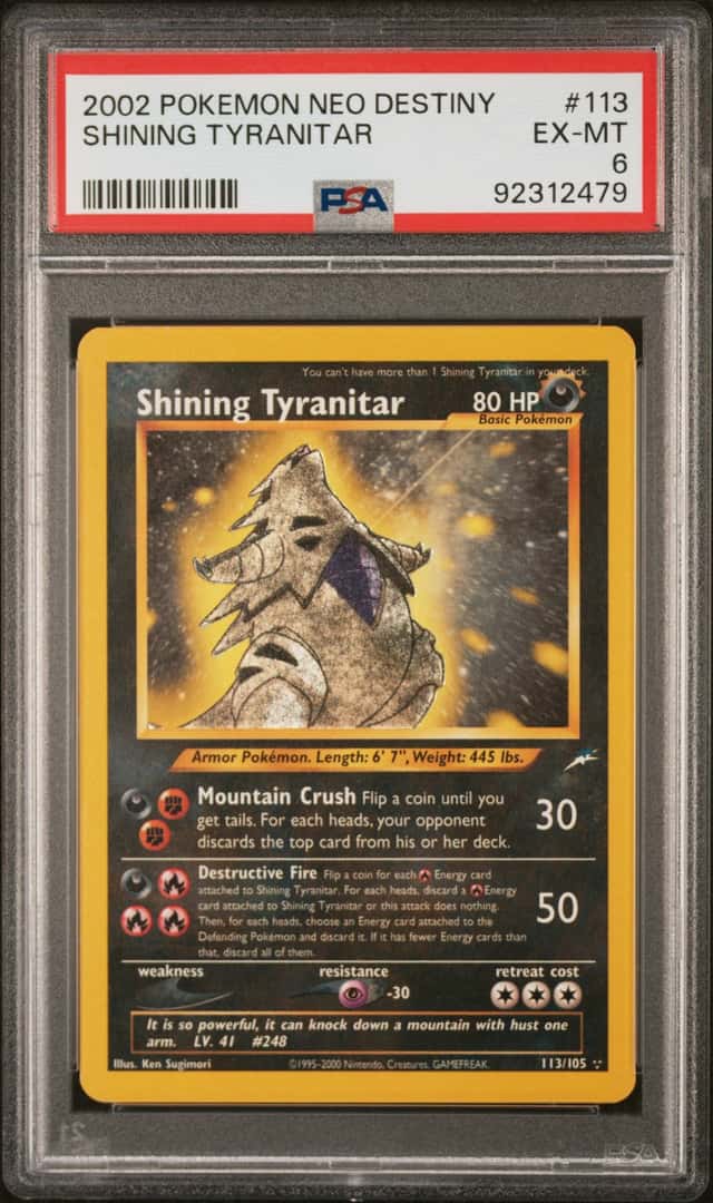 2002 Pokemon Neo Destiny Shining Tyranitar Holo #113/105 PSA 6
