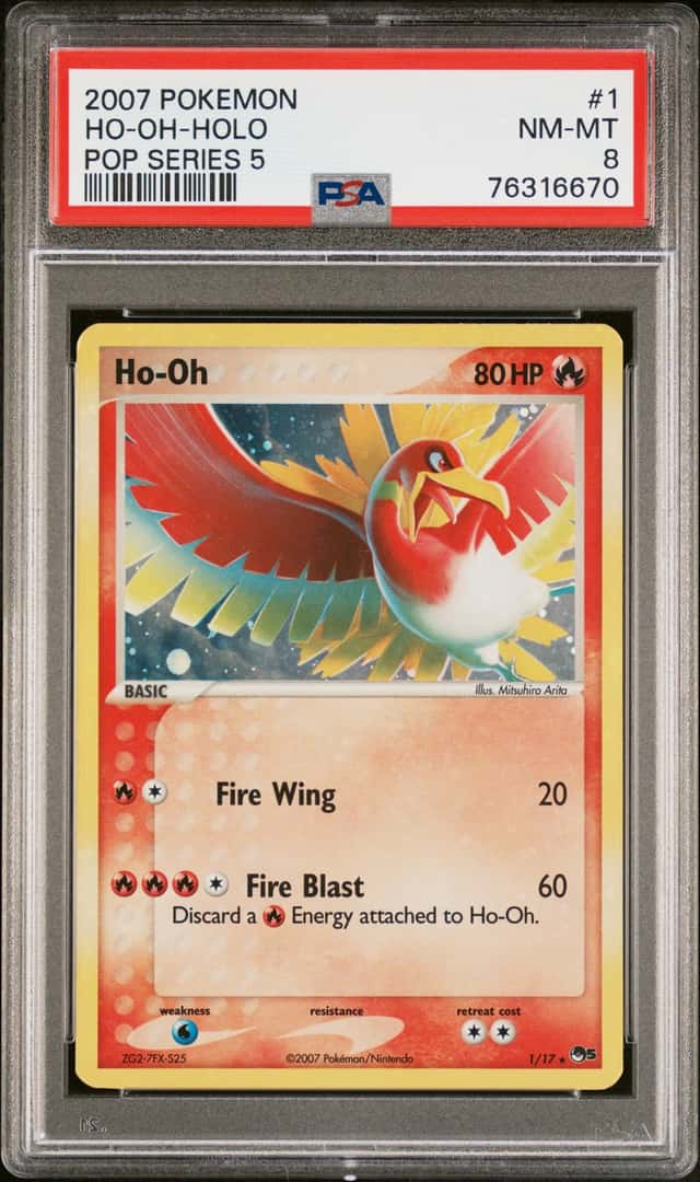 HO-OH 2007 POKEMON POP SERIES 5 HOLO BLEED #1 PSA 8 Q7217-2