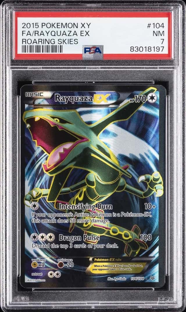 2015 POKEMON XY ROARING SKIES #104 FULL ART/RAYQUAZA EX PSA 7