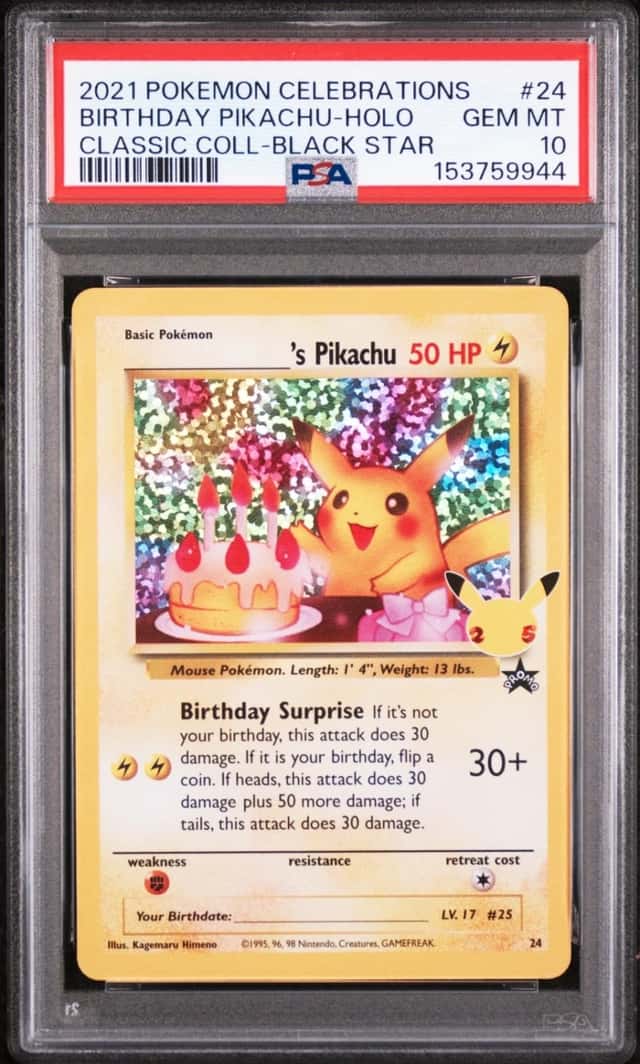 2021 POKEMON CELEBRATIONS CLASSIC COLLECTION #24 BIRTHDAY PIKACHU-HOLO PSA 10