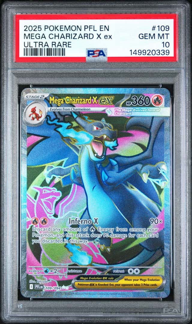 2025 POKEMON PFL EN-PHANTASMAL FLAMES ULTRA RARE #109 MEGA CHARIZARD X EX PSA 10