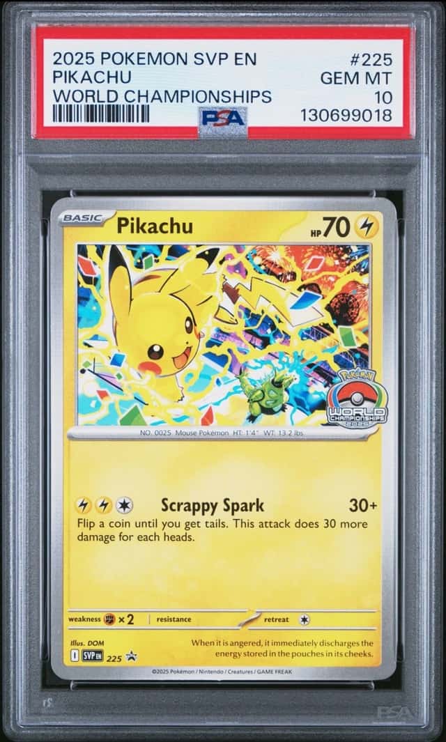 Pokemon Pikachu Sv Black Star Promo 225 2025 World Championships PSA 10 Gem Mint