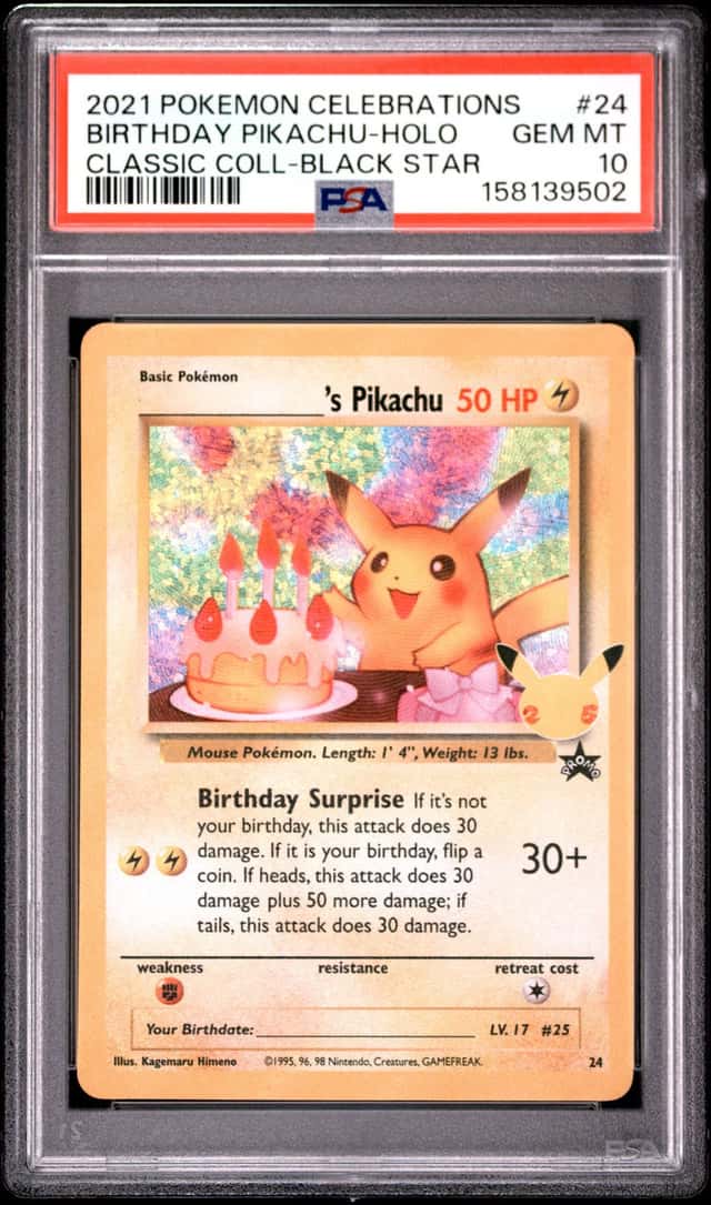 Pokemon Birthday Pikachu Holo Celebrations Classic Coll. 24 PSA 10 Gem Mint