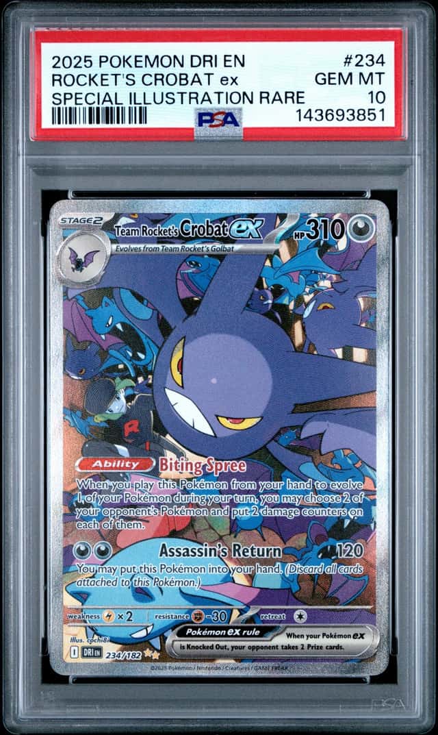 Pokemon Destined Rivals Rocket's Crobat ex 234 Special Illustration Rare PSA 10