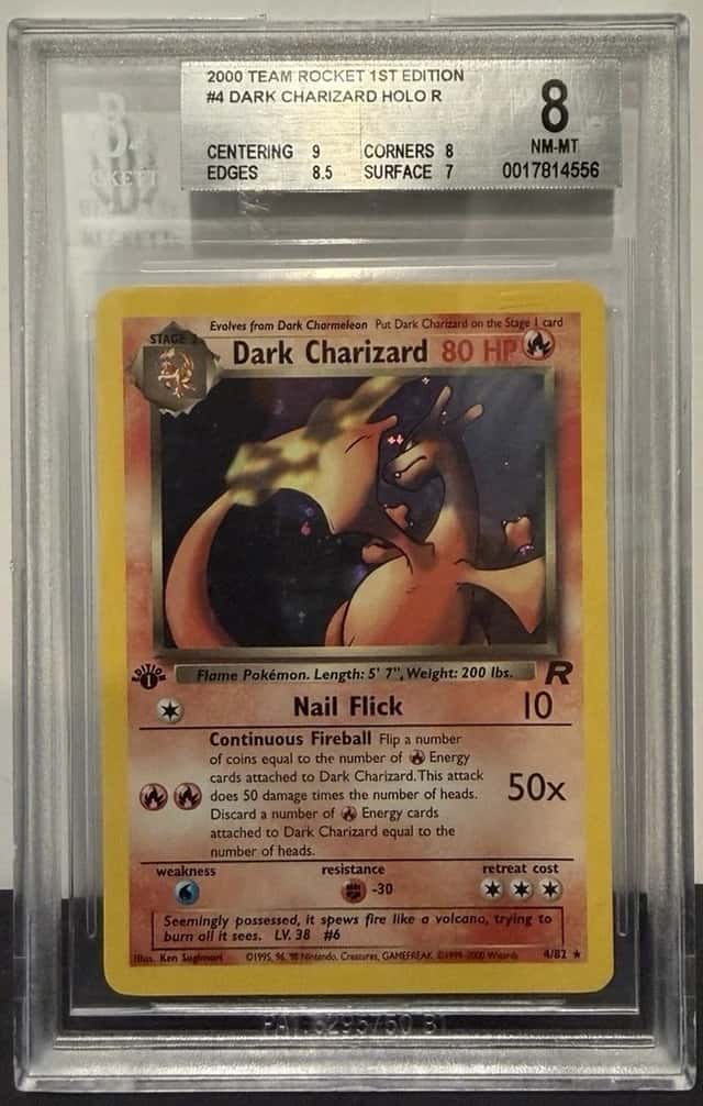 2000 POKEMON ROCKET 1ST EDITION #4 DARK CHARIZARD-HOLO BGS 8