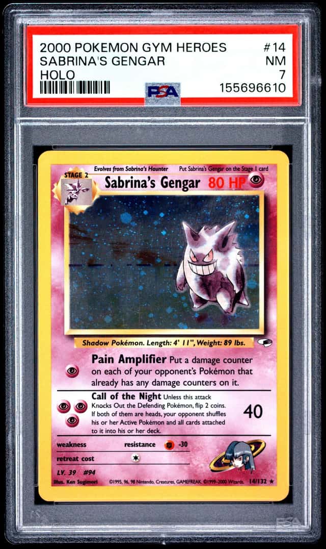 2000 POKEMON GYM HEROES HOLO #14 SABRINA'S GENGAR PSA 7