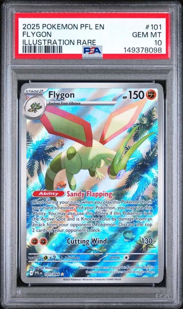 2025 POKEMON PFL EN-PHANTASMAL FLAMES ILLUSTRATION RARE #101 FLYGON PSA 10