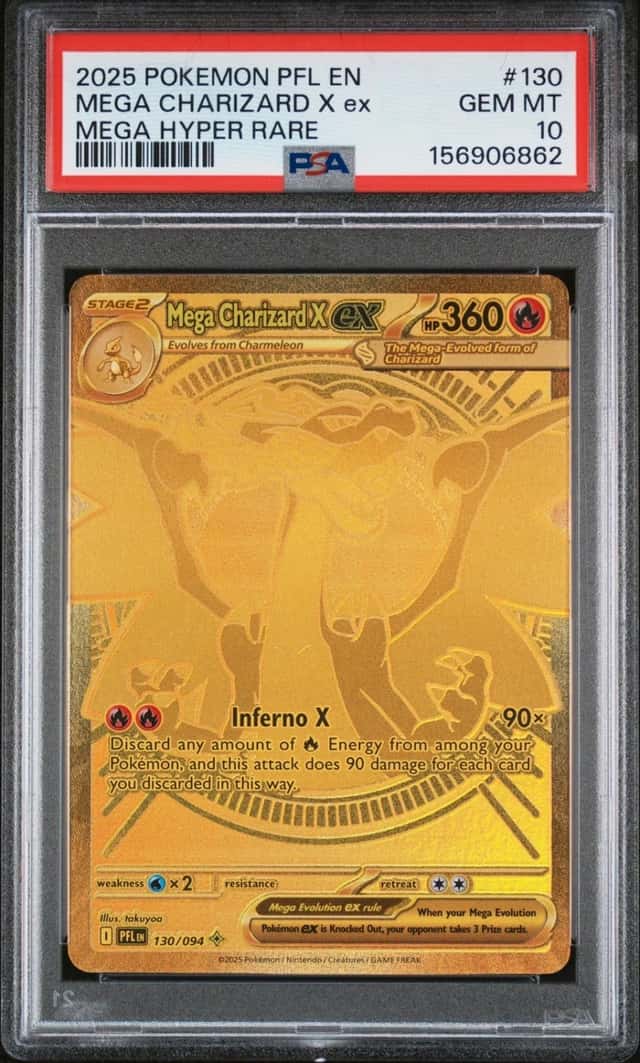 2025 POKEMON PFL EN-PHANTASMAL FLAMES MEGA HYPER RARE MEGA CHARIZARD X EX PSA 10