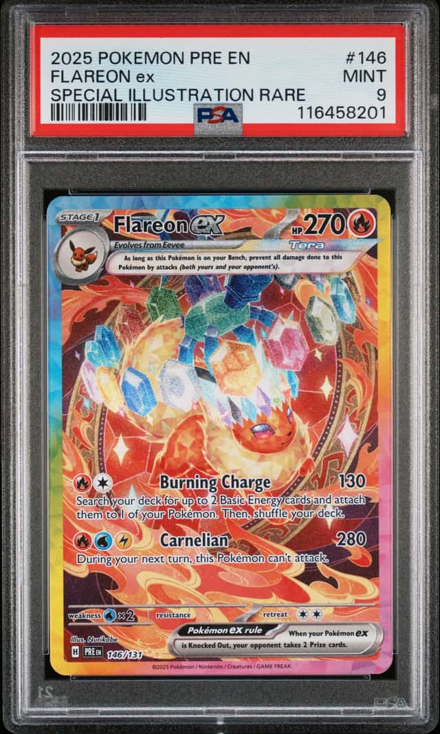 2025 Pokemon Prismatic Flareon ex Special Illustration Rare #146/131 PSA 9