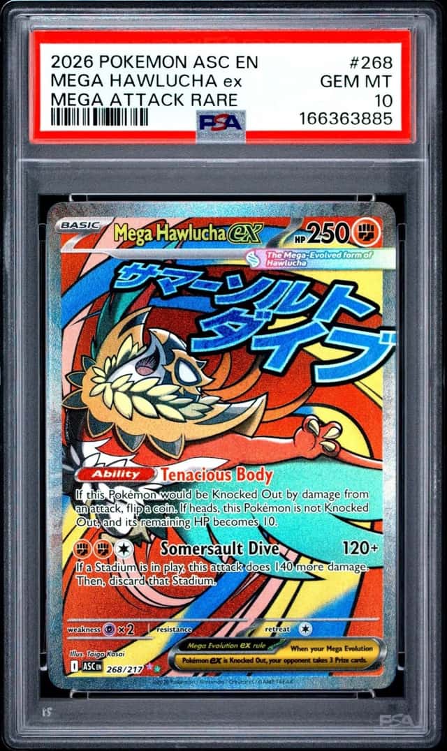 2026 POKEMON ASC EN-ASCENDED HEROES MEGA ATTACK RARE MEGA HAWLUCHA EX PSA 10