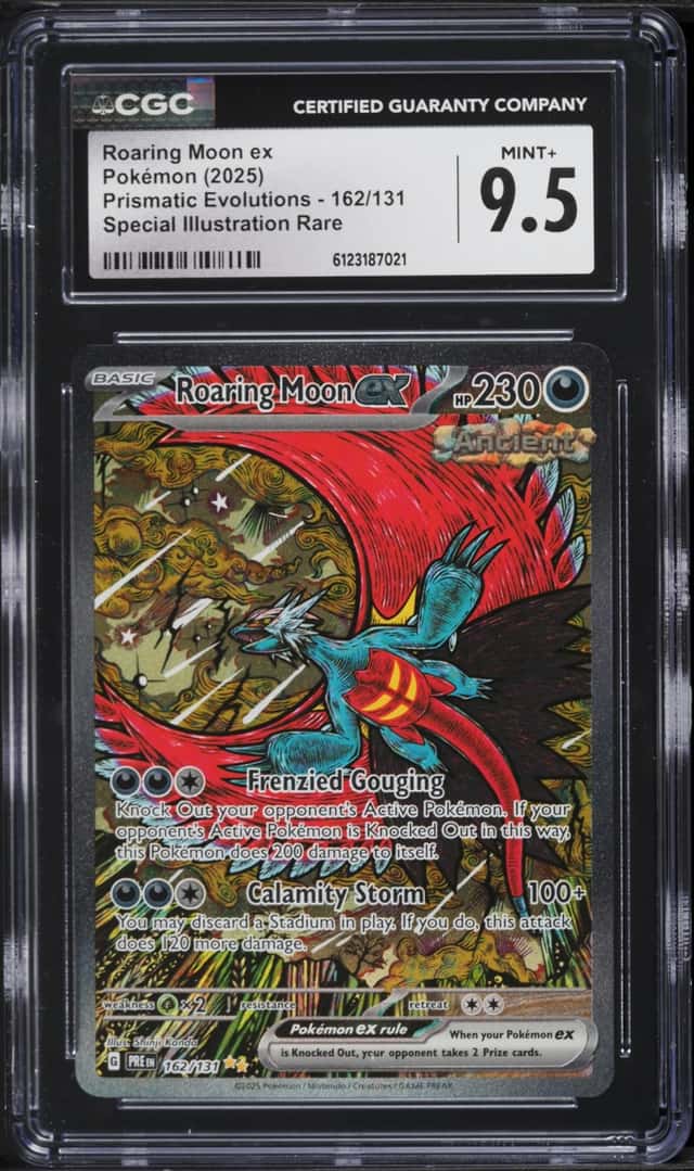2025 Pokemon Scarlet & Violet Prismatic Evolutions SIR Roaring Moon ex #162 CGC 9.5 MINT+