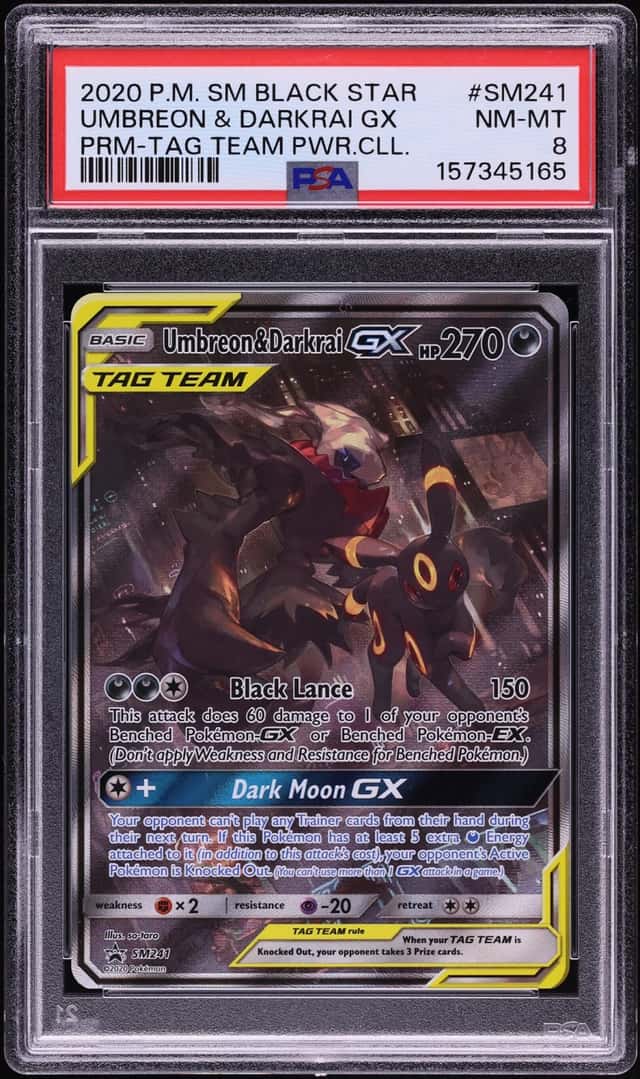 2020 Pokemon Sun & Moon Promo Tag Team Powers Full Art Umbreon Darkrai GX #SM241 PSA 8 NM-MT