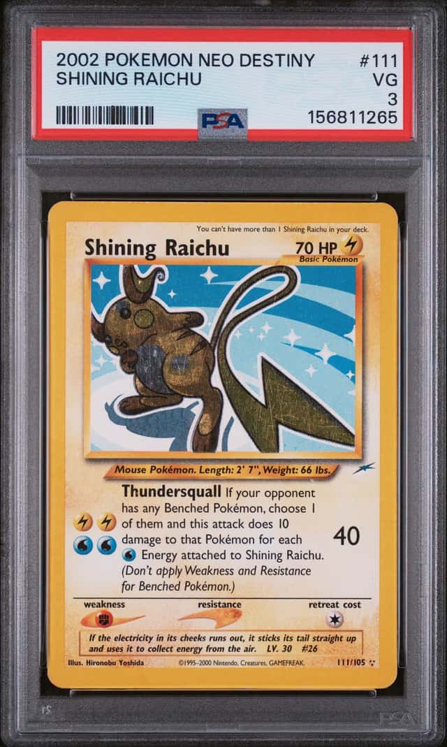 2002 Pokemon Neo Destiny Shining Raichu #111 PSA 3 VG