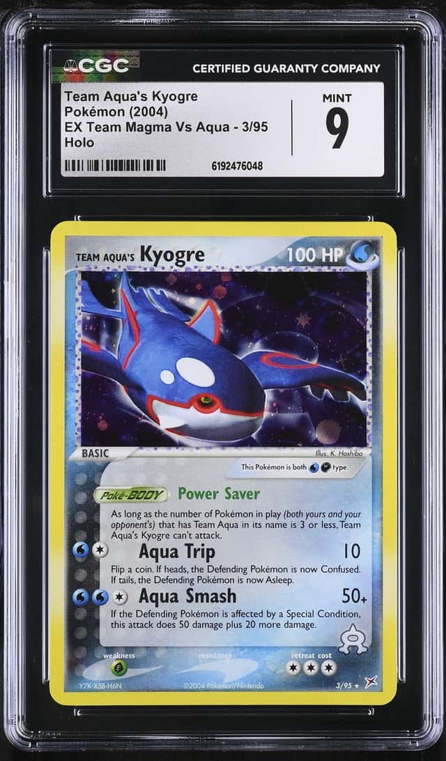 2004 Pokemon EX Team Magma VS Aqua Holo Team Aqua's Kyogre #3 CGC 9 MINT