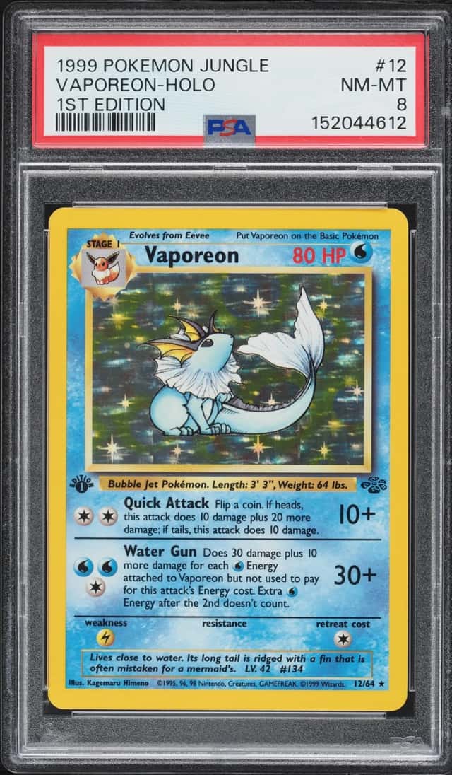 1999 Pokemon Jungle 1st Edition Holo Vaporeon #12 PSA 8 NM-MT