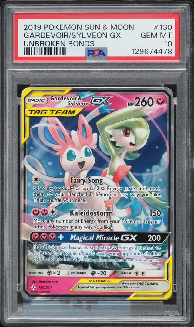 2019 Pokemon Sun & Moon Unbroken Bonds Holo Gardevoir & Sylveon Gx #130 PSA 10 GEM MINT