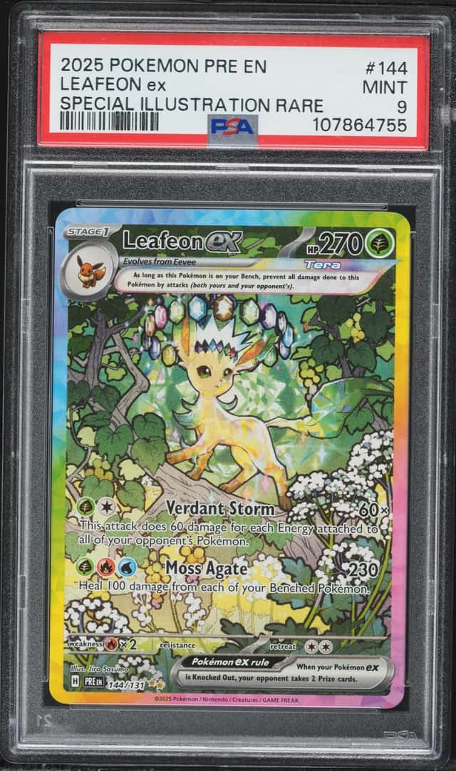 2025 Pokemon Scarlet & Violet Prismatic Evolutions SIR Leafeon EX #144 PSA 9 MINT