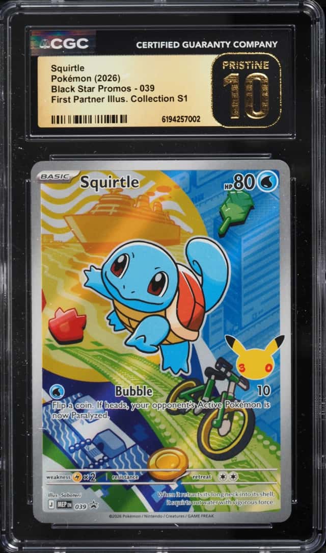 2026 Pokemon Mega Promo First Partner Illustration S1 Full Art Squirtle #39 CGC 10 PRISTINE