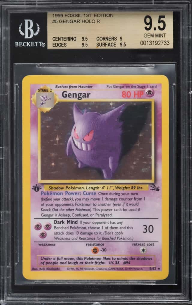 1999 Pokemon Fossil 1st Edition Holo Gengar #5 BGS 9.5 GEM MINT