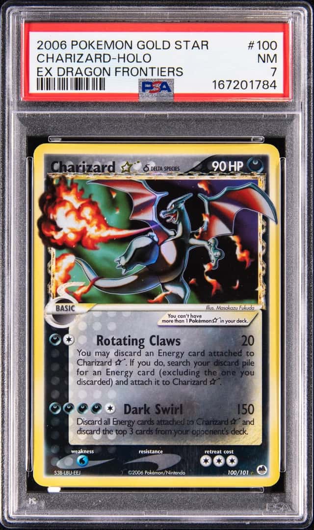 2006 Pokemon EX - Dragon Frontiers Gold Star Holo #100 Charizard - PSA NM 7