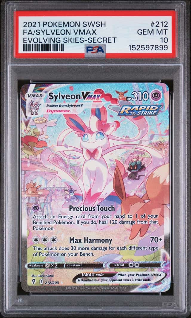 2021 Pokemon Sword and Shield Evolving Skies Secret Rare Sylveon Vmax #212