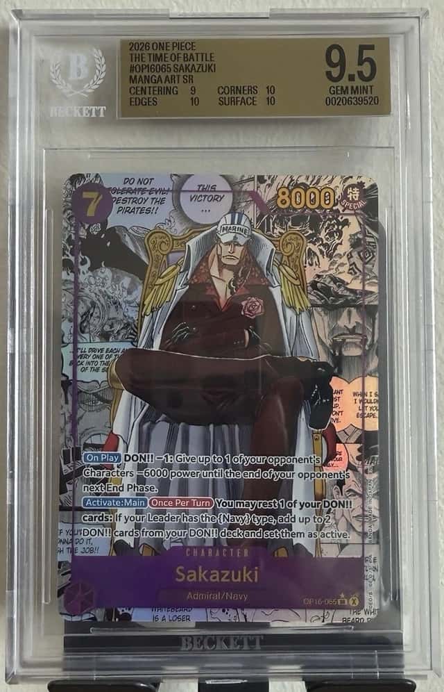 Bandai One Piece Time of Battle Sakazuki Manga Art Foil SR OP16-065 2026 BGS 9.5