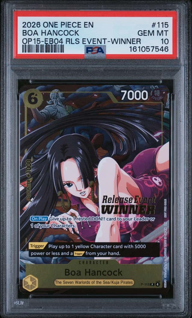 2026 One Piece EN P-115 Boa Hancock OP15 Release Event Winner PSA 10 GEM MINT