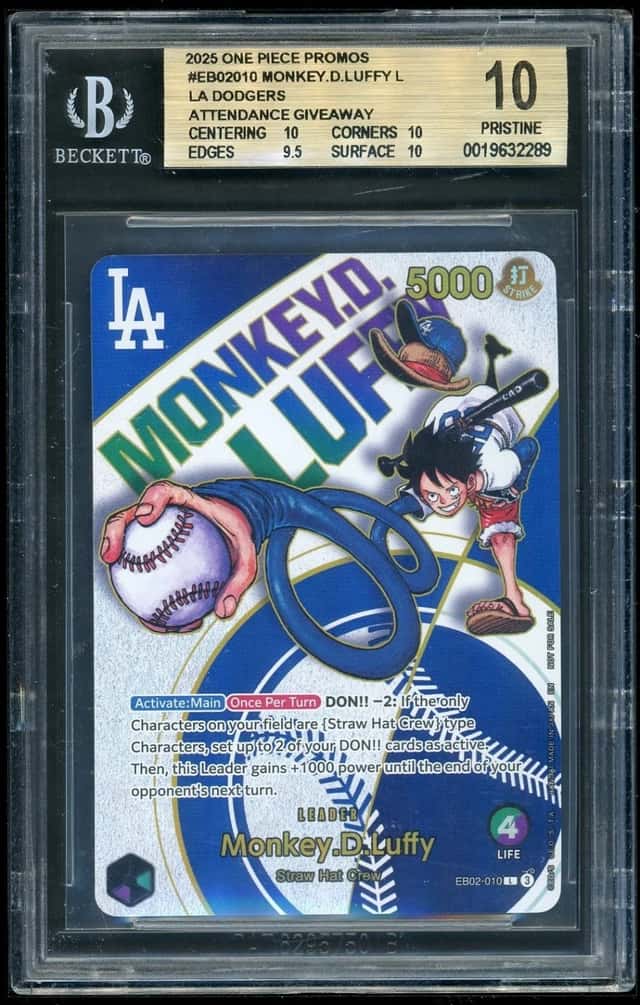 One Piece Monkey.D.Luffy L 2025 CGP LA Dodgers Atten. Giveaway BGS 10