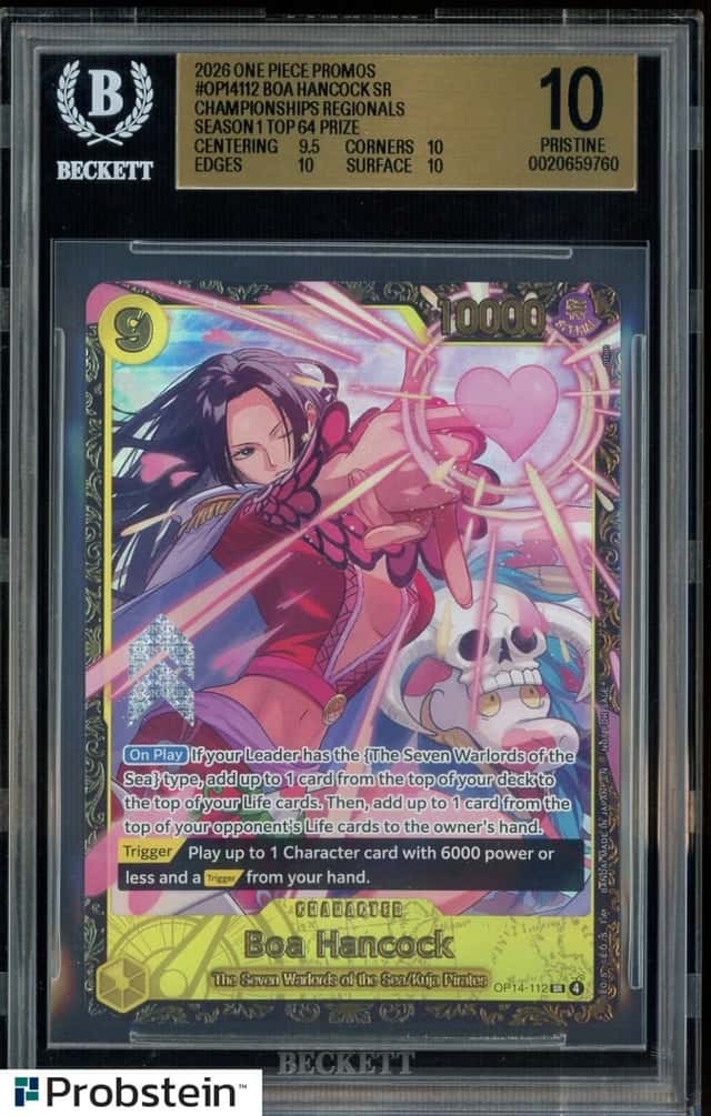 2026 ONE PIECE PROMOS 112 BOA HANCOCK OFFICIAL EVENT TOP PRIZE BGS 10 PRISTINE