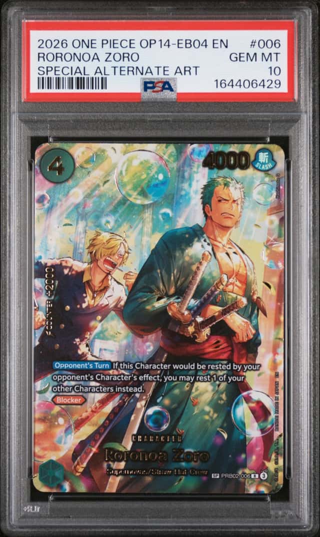 2026 ONE PIECE OP14-EB04-THE AZURE SEA'S SEVEN #006 RORONOA ZORO PSA 10 GEM MINT