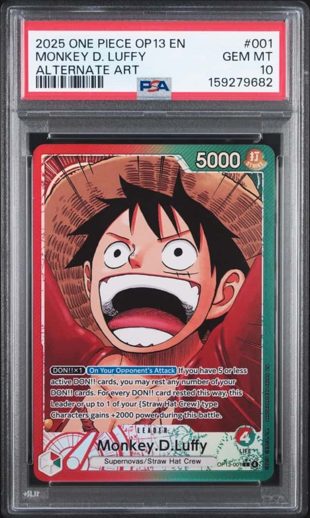 2025 ONE PIECE OP13-CARRYING ON HIS WILL ALTERNATE ART MONKEY D. LUFFY PSA 10