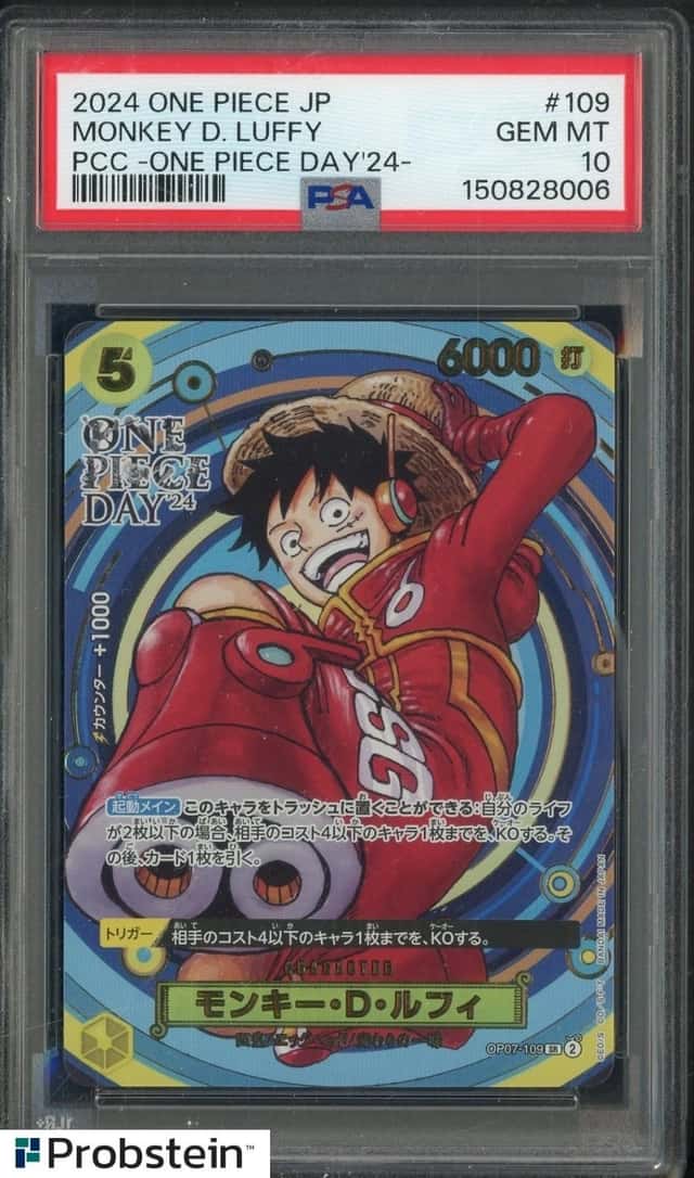#4 2024 One Piece JP PCC One Piece Day '24 #109 Monkey D. Luffy PSA 10 GEM MINT