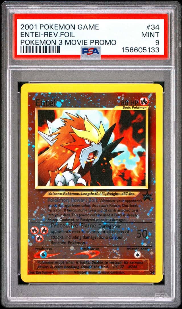 2001 POKEMON GAME MOVIE POKEMON 3 MOVIE PROMO #34 ENTEI-REVERSE FOIL PSA 9